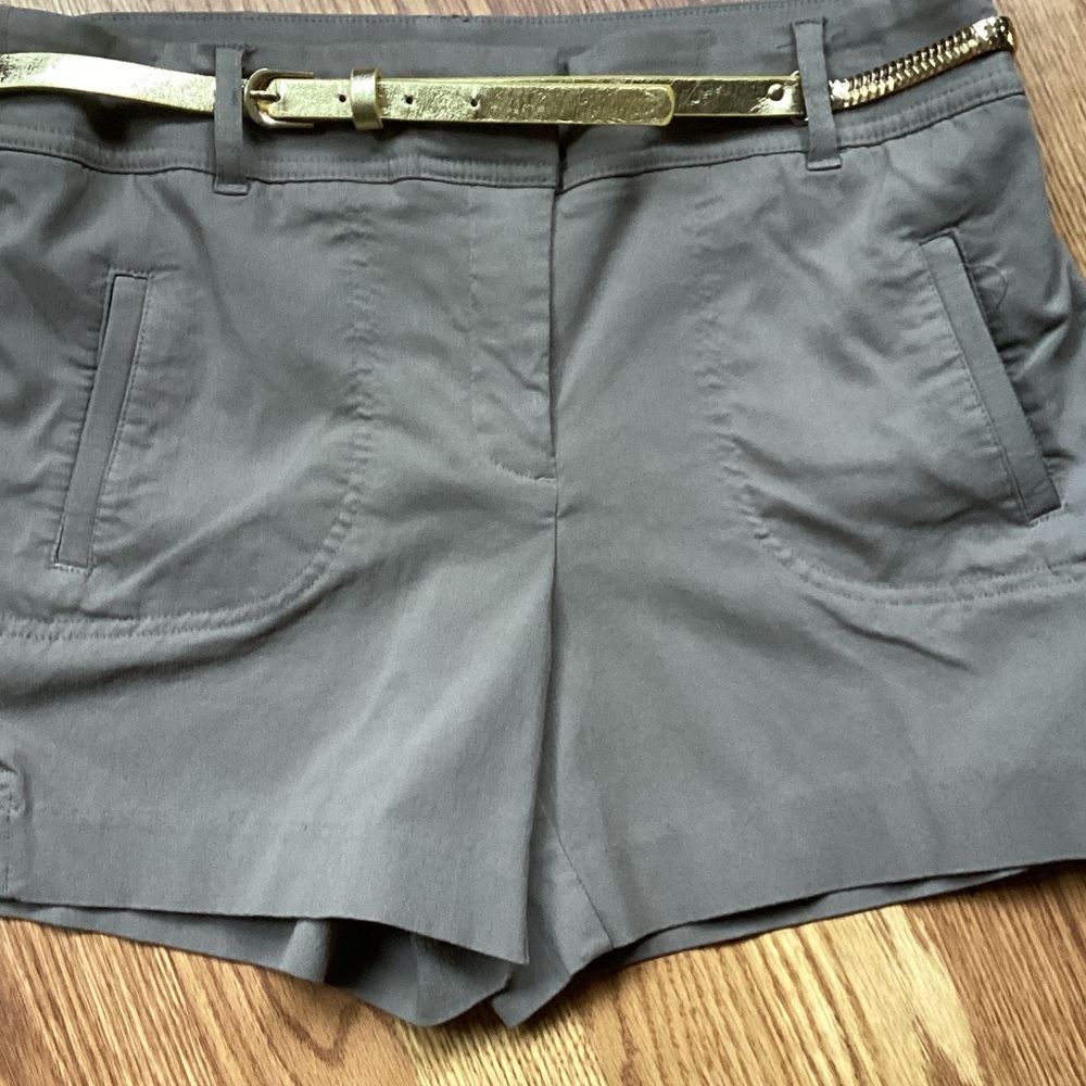Thalia Sodi Gray Shorts with Gold Belt